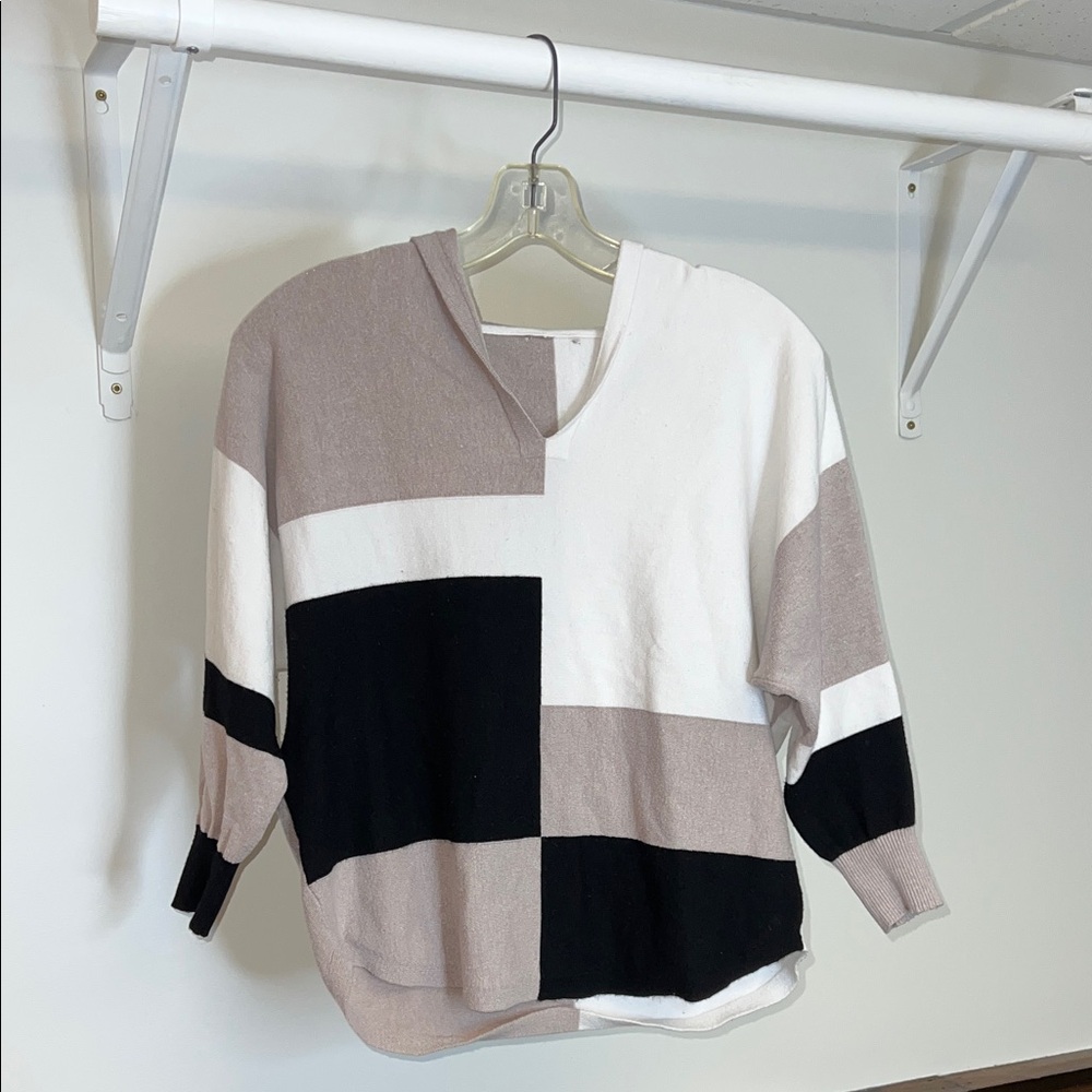 Sioni Color Block Women's Hooded Sweater- XS Petite